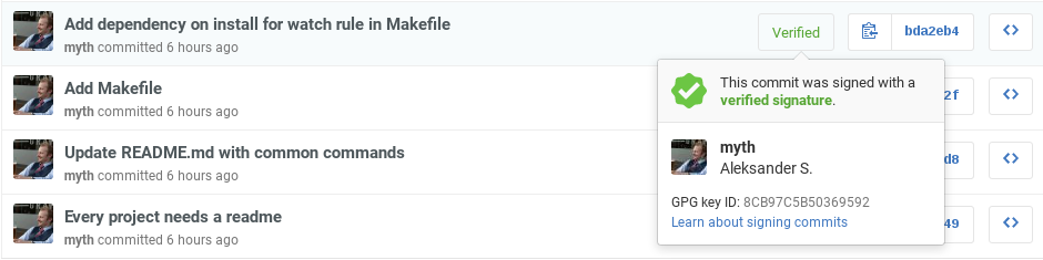 GitHub GPG signed commits